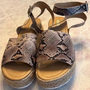 Snake print wedge sandals